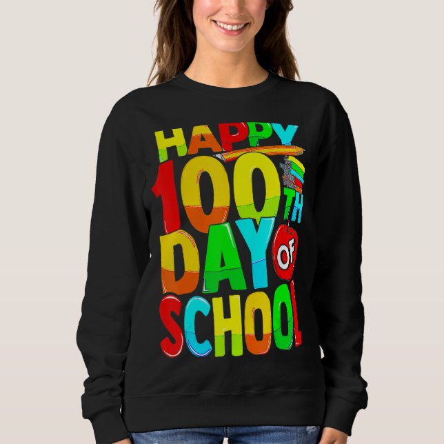 Sweatshirt Joyeux 100ème Jour De L'École Enseignant Enfants E (Devant)
