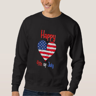 Sweatshirt Joyeux 4 juillet American Flag Heart