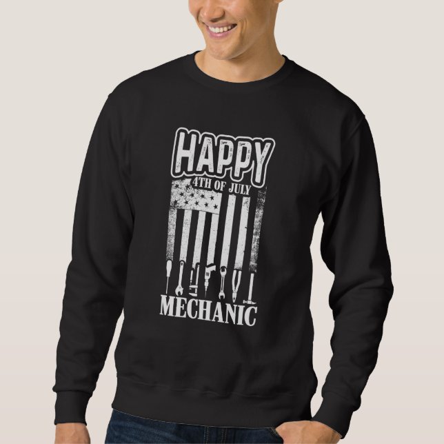 Sweatshirt Joyeux 4 juillet conception mécanique Usa Drapeau  (Devant)