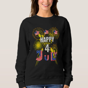 Sweatshirt Joyeux 4 juillet Drapeau américain Feux d'artifice