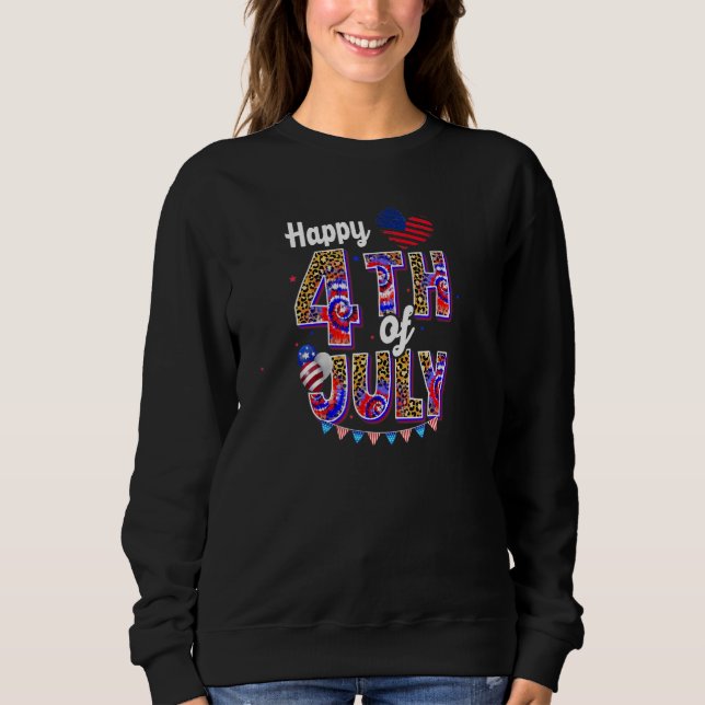 Sweatshirt Joyeux 4 juillet Drapeau américain rouge blanc ble (Devant)