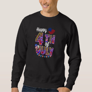 Sweatshirt Joyeux 4 juillet drapeau américain rouge blanc ble