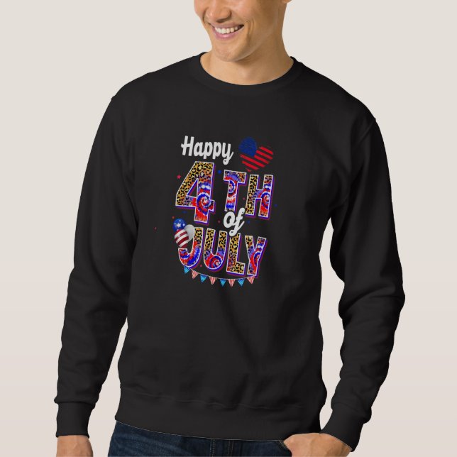 Sweatshirt Joyeux 4 juillet drapeau américain rouge blanc ble (Devant)