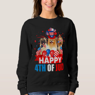 Sweatshirt Joyeux 4 juillet Trois chiens de drapeau américain
