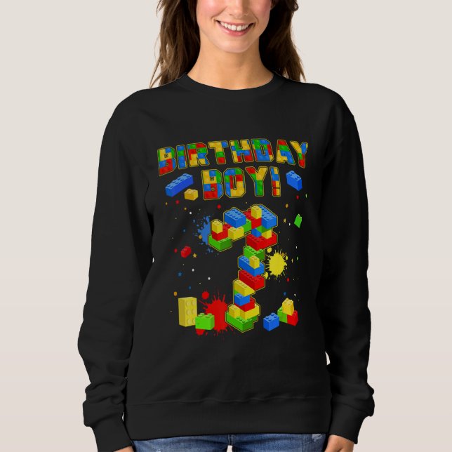 Sweatshirt Joyeux 7e anniversaire 7 ans bloc de construction  (Devant)