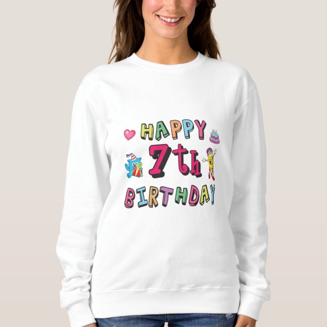 Sweatshirt Joyeux 7e anniversaire 7 ans souhaits (Devant)