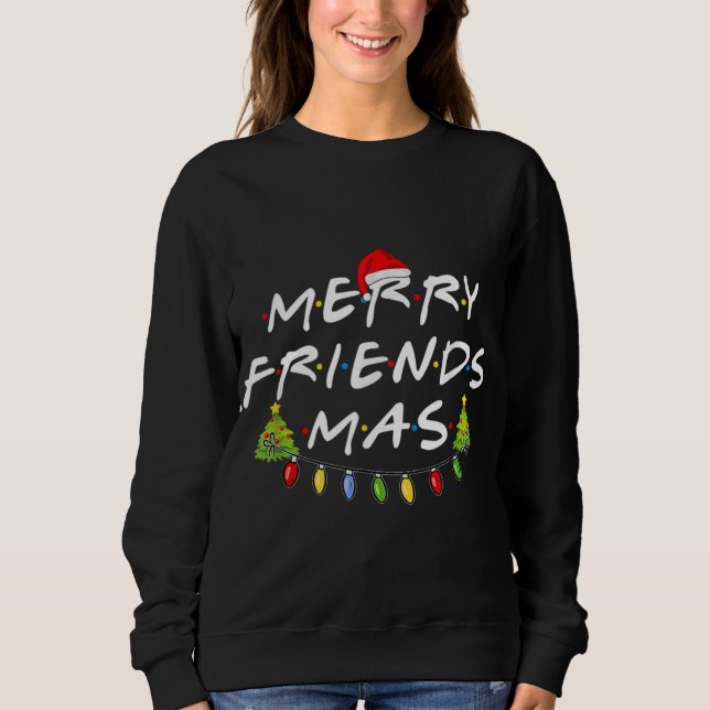 Sweatshirt Joyeux amis Noël Arbres Lumières Santa Hat (Devant)