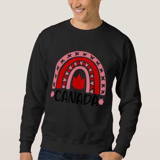 Sweatshirt Joyeux arc-en-ciel Joyeuse fête du Canada Érable D (Devant)