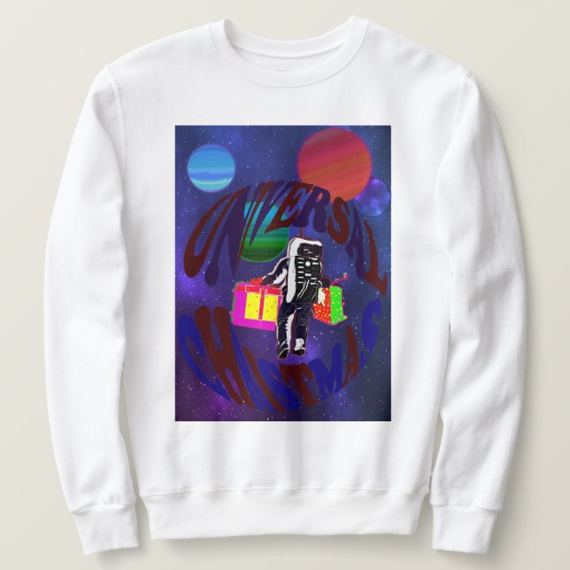 Sweatshirt Joyeux astronaute de Noël sur la surface de l'espa (Design devant)
