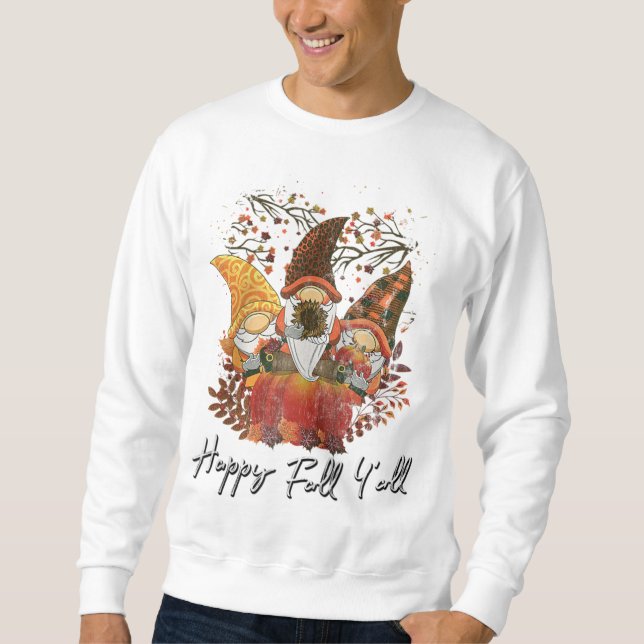 Sweatshirt Joyeux automne Y'all Jardin des femmes Gnome Leopa (Devant)
