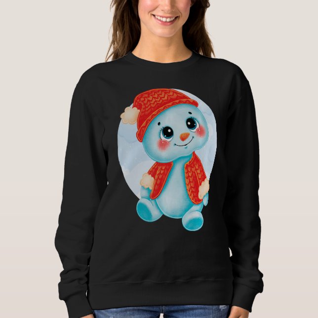 Sweatshirt Joyeux bonhomme de neige de Noël (Devant)