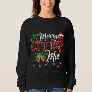 Sweatshirt Joyeux Buffalo de Noël Plaid Red Christian Cross