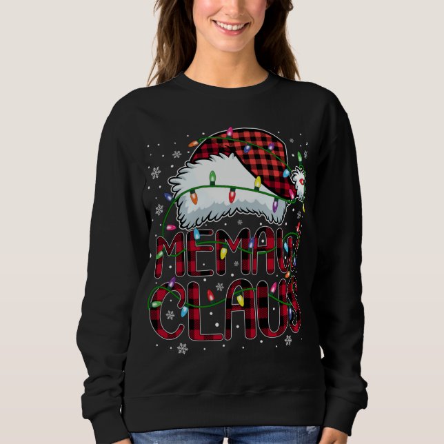 Sweatshirt Joyeux Buffalo de Noël Plaid Red Santa Hat Memaw (Devant)