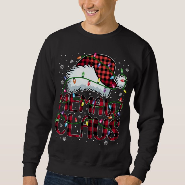 Sweatshirt Joyeux Buffalo de Noël Plaid Red Santa Hat Memaw (Devant)