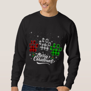 Sweatshirt Joyeux Buffalo de Noël Plaid Red White Green Chien