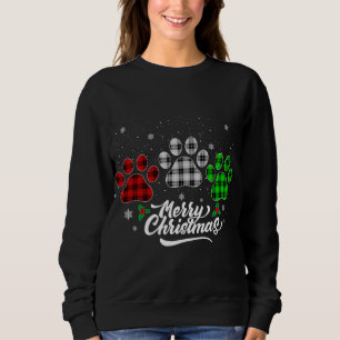 Sweatshirt Joyeux Buffalo de Noël Plaid Red White Green Chien