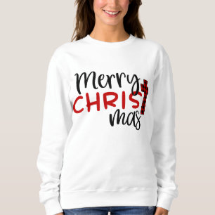 Sweatshirt Joyeux buffles de Noël Plaid Religieux Christian
