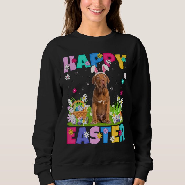 Sweatshirt Joyeux Bunny de Pâques Dogue De Bordeaux Chien de  (Devant)
