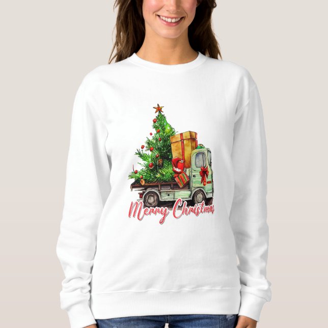 Sweatshirt Joyeux camion de livraison de Noël (Devant)