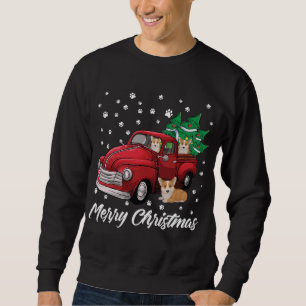 Sweatshirt Joyeux Camion Rouge Arbre de Noël Corgi Chien Noël