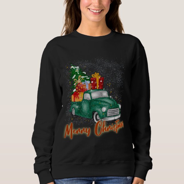 Sweatshirt Joyeux Camion rouge Noël avec des présentations d' (Devant)