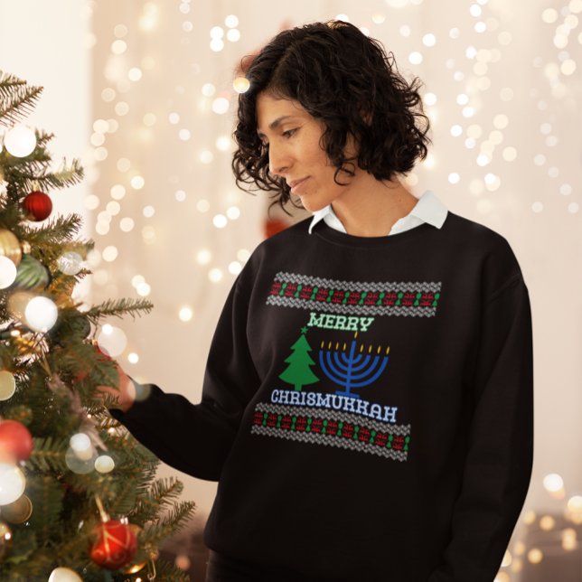 Sweatshirt Joyeux chandail Chrismukkah (Merry Chrismukkah sweatshirt black)