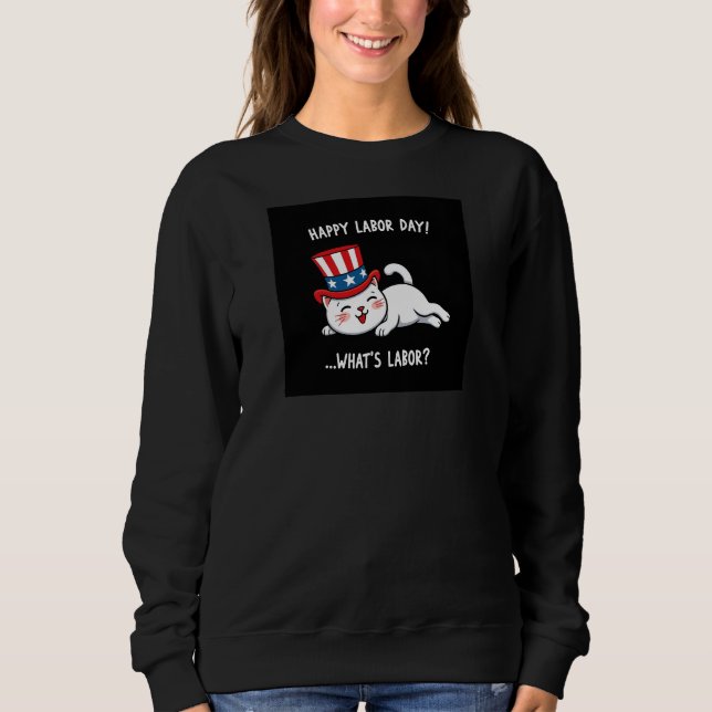 Sweatshirt Joyeux chat de la Fête du Travail (Devant)