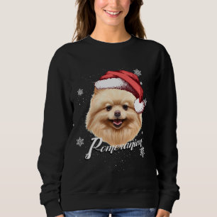 Sweatshirt Joyeux Chien Brown Poméranie Noël Santa Hat