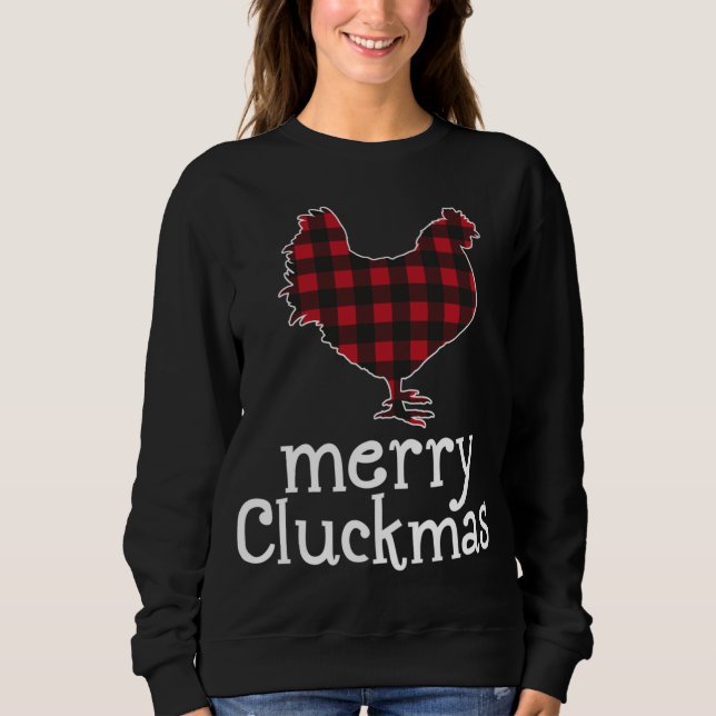 Sweatshirt Joyeux Cluckmas de Noël Poulet rouge (Devant)