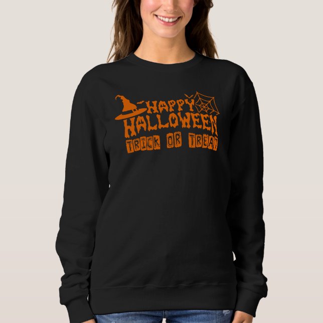 Sweatshirt Joyeux coup d'Halloween ou traiter les femmes (Devant)