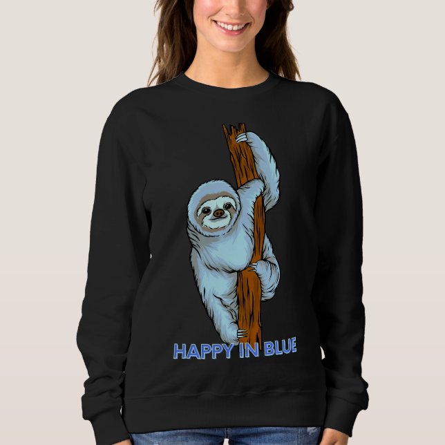 Sweatshirt Joyeux dans Blue Blue Sloth Hanging (Devant)
