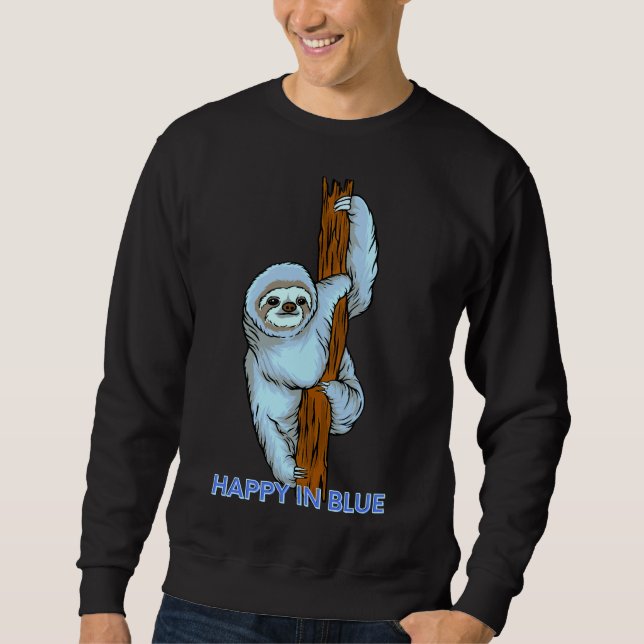 Sweatshirt Joyeux dans Blue Blue Sloth Hanging (Devant)