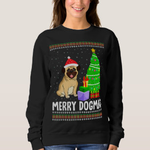 Sweatshirt Joyeux Dogmas Retro Chien Avec Le Chapeau De Noël
