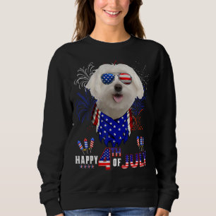 Sweatshirt Joyeux drapeau 4 juillet américain Maltesedog Sung