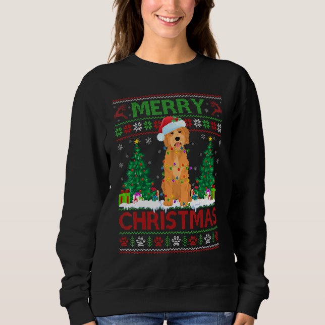 Sweatshirt Joyeux éclairage de Noël Laid Goldendoodle Christm (Devant)