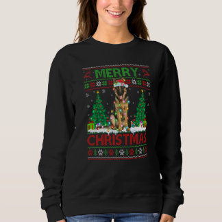 Sweatshirt Joyeux éclairage de Noël laide berger allemand Chr