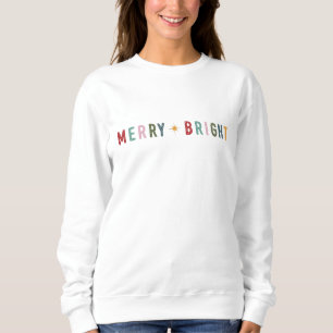 Sweatshirt Joyeux et brillant couleur Noël rétro