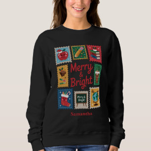 Sweatshirt Joyeux et brillant enseignant de Noël Collage noir