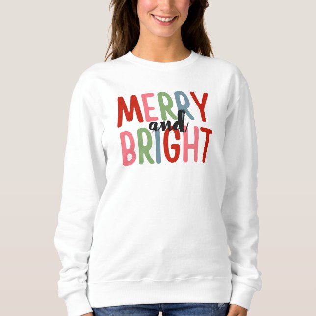 Sweatshirt Joyeux et brillant Noël de famille conception de c (Devant)