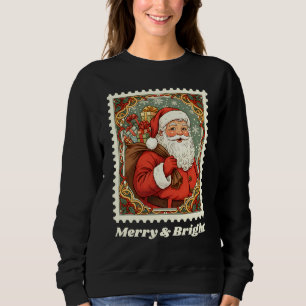 Sweatshirt Joyeux et brillant Père Noël Timbre Postage de Noë