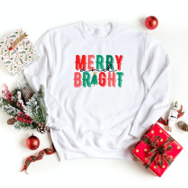Sweatshirt Joyeux et brillant rétro de Noël (Créateur téléchargé)