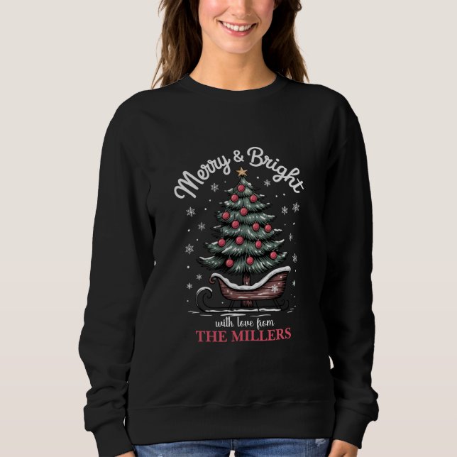 Sweatshirt Joyeux et brillant sapin de Noël (Devant)