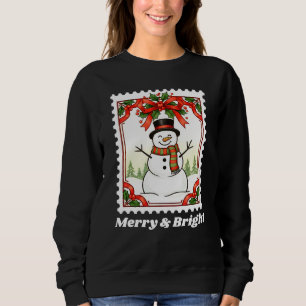 Sweatshirt Joyeux et brillant Snowman Timbre de Noël