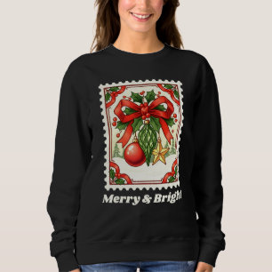 Sweatshirt Joyeux et brillants ornements de Noël Timbre de Po