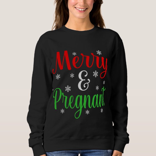 Sweatshirt Joyeux Et Enceinte Drôle Noël Père Noël Elf Gnome (Devant)