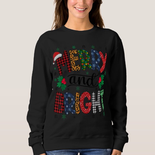Sweatshirt Joyeux Et Lumineux Buffle De Noël Plaid X (Devant)