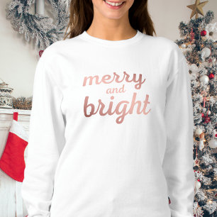 Sweatshirt Joyeux et lumineux - mignon script or rose