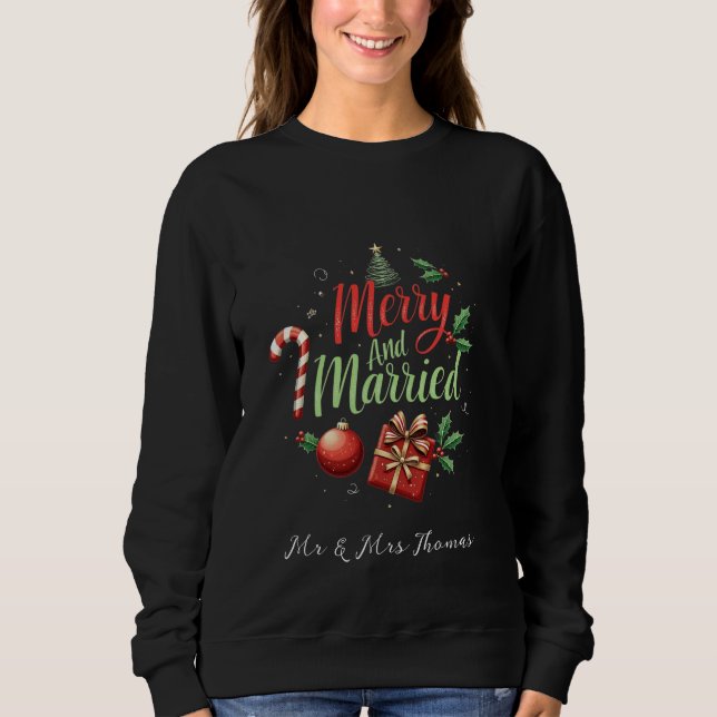 Sweatshirt Joyeux et mariés célébrant votre premier Noël (Devant)