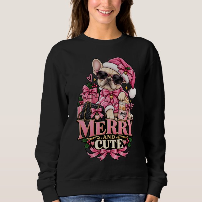 Sweatshirt Joyeux Et Mignon Boujee De Noël En Rose Pour Boule (Devant)