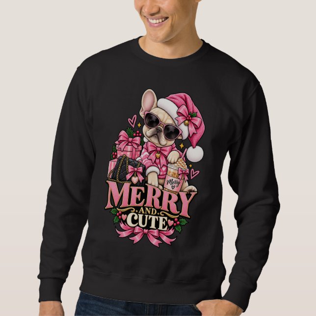 Sweatshirt Joyeux Et Mignon Boujee De Noël En Rose Pour Boule (Devant)
